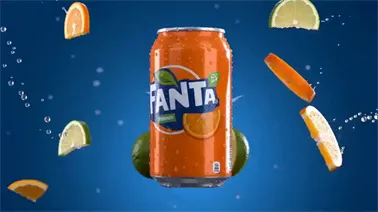 Orange Soda Splash A vibrant orange soda can with slow-motion citrus splashes and sparkling droplets rendered in Seedance 2.0.
