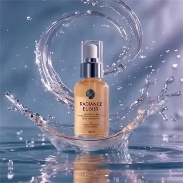 Skincare Bottle 360 Orbit A premium luxury skincare commercial in Seedance 2.0 featuring a continuous 360-degree cinematic orbit around a centered product bottle.